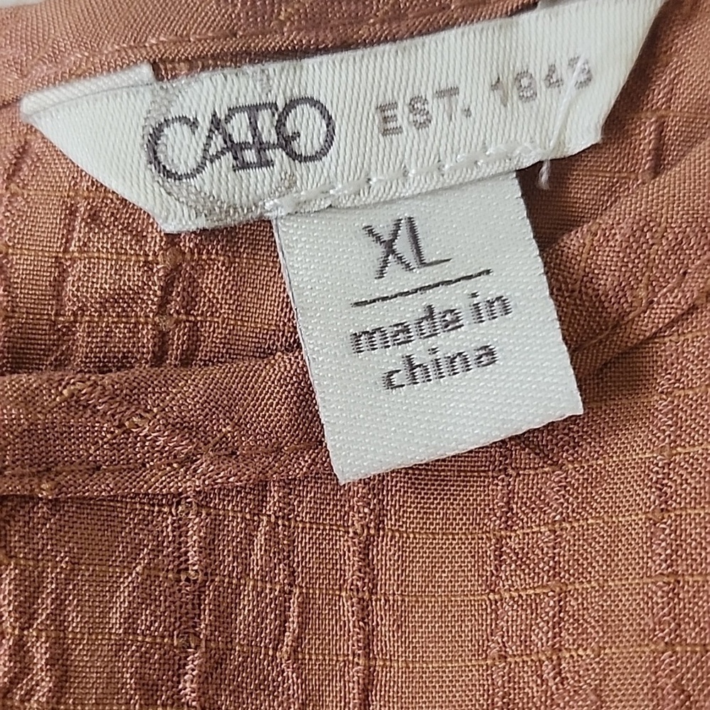 Cato peachy brown textured swing blouse with longer sleeves and button b… - Picture 12 of 14